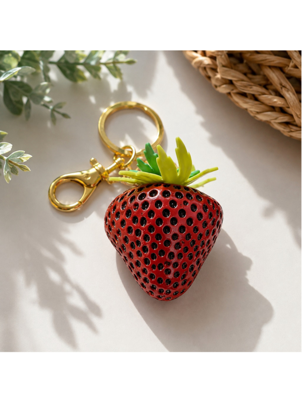 Strawberry Purse Charm Keychain Red Fruit Bag Charm